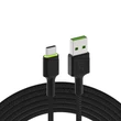 Kép 1/5 - Green Cell Adat és töltőkábel Ray USB Adat és töltőkábel - USB-C 120cm zöld LED világítással és gyors töltés Ultra Charge, QC 3.0 támogatással