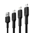 Kép 1/5 - Green Cell 3x Adat és töltőkábel GC Ray USB - Lightning 30cm, 120cm, 200cm iPhone, iPad, iPod, fehér LED gyorstöltés