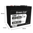 Obraz 3/5 - Green Cell CUBE AGM batéria IP54 12V 55Ah VRLA Gel hlboký cyklus, skúter, kosačka, loď, traktor