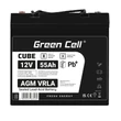 Obraz 5/5 - Green Cell CUBE AGM batéria IP54 12V 55Ah VRLA Gel hlboký cyklus, skúter, kosačka, loď, traktor