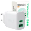 Obraz 1/5 - Greencell PowerSource Duo30 nabíjačka USB/USB-C biely napájací adaptér 30W zdroj