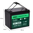 Obraz 2/5 - Green Cell CUBE AGM batéria IP54 12V 75Ah VRLA Gel hlboký cyklus, skúter, kosačka, loď, traktor