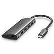 Obraz 1/8 - Ugreen USB Type C HUB 3x USB 3.0/Čítačka kariet SD a micro SD/RJ45 1000Mbps sieťový adaptér/HDMI - sivý (50538)
