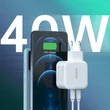Kép 3/7 - Choetech fali gyorstöltő 2x USB C típusú tápegység 40W, 3A, fehér (PD6009-EU)