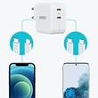 Kép 7/7 - Choetech fali gyorstöltő 2x USB C típusú tápegység 40W, 3A, fehér (PD6009-EU)