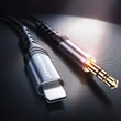 Kép 2/8 - Joyroom sztereó audio AUX kábel 3,5 mm mini jack - Lightning iPhone-hoz, iPad-hez, 2 m, fekete (SY-A02-2m)