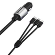 Imagine 1/8 - Dudao 3in1 încărcător auto USB, 3,4 A, cablu încorporat Lightning / USB tip C / micro USB, negru (R5ProN-negru)