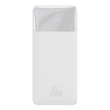 Baseus Bipow digitális kijelzős Power bank, 20000mAh, 20W, 2x USB / USB Type C / micro USB,  Quick Charge, AFC FCP, fehér (PPDML-M02)