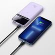 Baseus power bank 10000mAh, 20W, Power Delivery, Quick Charge, 10W, Qi vezeték nélküli töltő (MagSafe kompatibilis iPhone-hoz), lila (PPCX010005)