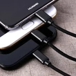 Kép 3/8 - Remax Gition 3 az 1-ben nylon fonott USB - micro USB / Lightning / USB-C kábel, 2.8A, 1,15M, fekete