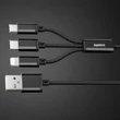 Kép 7/8 - Remax Gition 3 az 1-ben nylon fonott USB - micro USB / Lightning / USB-C kábel, 2.8A, 1,15M, fekete