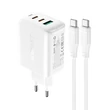 Imagine 1/8 - Încărcător 2 în 1 Acefast, 2x USB tip C / USB 65W, PD, QC 3.0, AFC, FCP (set cu cablu), alb (A13-white)