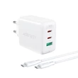 Imagine 2/8 - Încărcător 2 în 1 Acefast, 2x USB tip C / USB 65W, PD, QC 3.0, AFC, FCP (set cu cablu), alb (A13-white)