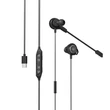 Kép 1/7 - WK Design In-Ear Gaming USB Type C vezetékes fülhallgató, mikrofonnal, távirányítóval, fekete (Y28-black)