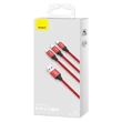 Kép 5/8 - Baseus 3 az 1-ben kábel USB csatlakozókkal - USB Type C / Lightning / micro USB, 1.2m, 3.5A, piros (CAJS000009)