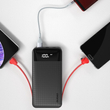 Dudao 2x USB power bank 10000mAh 2A beépített kábel 3in1 Lightning / USB Type C / micro USB 3A fekete (K1A-black)