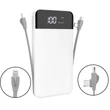 Kép 3/6 - Dudao 2x USB power bank 10000mAh 2A beépített kábel 3in1 Lightning / USB Type C / micro USB 3A fehér (K1A-white)