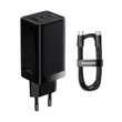 Kép 1/8 - Baseus GaN3 Pro gyors univerzális GaN töltő 2 x USB Type C / USB 65W PD3.0, QC4.0 +, AFC fekete + USB Type C - USB Type C kábel 1m (CCGP050101)