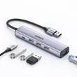 Kép 1/8 - Ugreen multifunkcionális adapter HUB USB 3.0 - 3 x USB / Ethernet RJ-45 / USB Type C PD, szürke