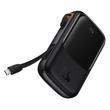 Baseus Qpow power bank 10000mAh beépített USB Type-C kábel 22.5W gyorstöltés SCP AFC FCP fekete (PPQD020101)