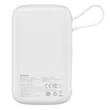 Imagine 3/8 - Baseus Qpow power bank 10000mAh built-in USB Type-C cablu 22.5W încărcare rapidă SCP AFC FCP alb (PPQD02010102)