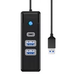 Obraz 1/2 - Orico Rozbočovač USB 2x USB 3.0 + USB-C, 5 Gb/s, 0,15 m (čierny)