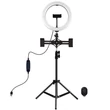 Kép 2/4 - Puluz Ring lámpa / LED állvány 26cm 3x okostelefon PKT3070B
