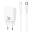 Kép 1/2 - Remax RP-U5 Fali töltő  USB-C, 20W (fehér) + Lightning kábel