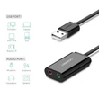 Kép 2/3 - UGREEN 15 cm-es USB külső hangkártya (fekete)