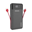 Kép 1/3 - Dudao Power Bank 30000mAh kijelzővel és beépített kábelekkel fekete (K1Max black)