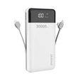 Kép 1/3 - Dudao Power Bank 30000mAh kijelzővel és beépített kábelekkel fehér (K1Max white)