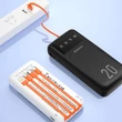 Obraz 2/4 - Dudao priestranná powerbanka s 3 vstavanými káblami 20000mAh USB Type C + micro USB + Lightning black (Dudao K6Pro +)