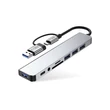 Obraz 2/7 - Tech-Protect HB06 HUB Adaptér 8v1 TYPE-C + USB2.0 + USB3.0 + SD/TF + AV3.5 - sivý
