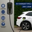 Obraz 2/6 - Qoltec Mobilná nabíjačka pre EV 2-v-1 Typ2 s reguláciou | 3,5kW | 230V | LCD | Prenosná | 4m