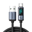 Kép 1/5 - Joyroom Prism Series A16 USB-C / USB-A kábel 66W 1,2m LED kijelzővel - Fekete