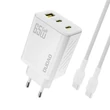 Kép 1/5 - Dudao A29C 65W GaN fali töltő + USB-C kábel – Fehér