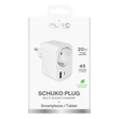Kép 2/2 - Puro 20W Power Delivery töltő Schuko dugóval és aljzattal 1x USB-C + 1x USB-A - Fehér