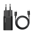 Obraz 2/5 - Baseus Super Si 1C 25W Rýchlonabíjací Adaptér s 1m USB-C na USB-C Káblom (Čierna)