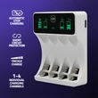 Kép 2/7 - Qoltec akkumulátortöltő Ni-MH típusú R03 AAA R6 AA | LCD | USB-C kábel | Fehér