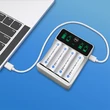 Kép 4/7 - Qoltec akkumulátortöltő Ni-MH típusú R03 AAA R6 AA | LCD | USB-C kábel | Fehér