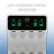 Kép 6/7 - Qoltec akkumulátortöltő Ni-MH típusú R03 AAA R6 AA | LCD | USB-C kábel | Fehér