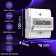 Obraz 2/7 - Qoltec Trojfázový elektronický merač s resetovaním | Merač spotreby energie na DIN lištu | 400V | 100A | LCD | LED | 4P
