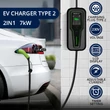 Imagine 2/7 - Încărcător mobil Qoltec pentru EV cu reglare 2-în-1 tip2 | 7kW | 230V | CEE 3 PIN | LCD | Portabil | Wallbox | 5m