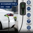 Obraz 2/7 - Qoltec Mobile EV nabíjačka s nastaviteľnou 2v1 Type2 | 11kW | CEE 5 PIN | LCD | 3 fázy | Prenosné | Wallbox | 5 m