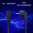 Kép 2/7 - Qoltec Tápkábel | SCHUKO CEE 7/7 (E/F) hajlított dugó | IEC C13 | 3x0.75mm² | Tiszta réz Cu | 2m