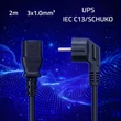 Kép 2/7 - Qoltec Tápkábel | SCHUKO CEE 7/7 (E/F) szögletes dugó | IEC C13 | 3x1,00mm² | Tiszta réz Cu | 2m