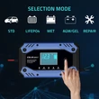 Kép 2/8 - Qoltec Intelligens töltő STD AGM GEL LiFePO4 akkumulátorhoz javítási funkcióval |12-24V |10A | LCD | 9 mód