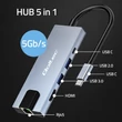 Obraz 3/7 - Qoltec Hub adaptér USB-C 5v1 | USB-C PD 100W | 2x USB | HDMI 4K | RJ45