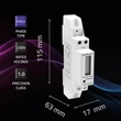 Obraz 3/9 - Jednofázový elektronický merač Qoltec | Merač spotreby energie na DIN lištu | 230V | 30A | LCD | 1P