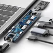 Kép 2/6 - Baseus Enjoyment 7in1 Dual Type-C to HDMI + USB 3.0 + LAN + SD + MicroSD + USB C PD Dokkoló HUB Szürke (CAHUB-L0G)
